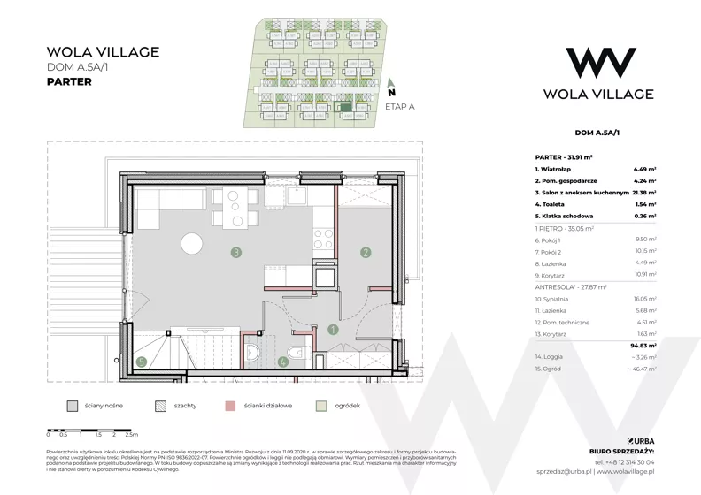 Dom 94,83 m², oferta nr A.5A/1- wykończone pod klucz, Wola Village, Kraków, Zwierzyniec, Wola Justowska, ul. Podłużna