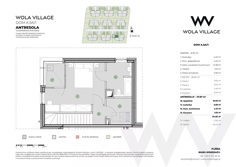 Dom 94,83 m², oferta nr A.5A/1- wykończone pod klucz, Wola Village, Kraków, Zwierzyniec, Wola Justowska, ul. Podłużna
