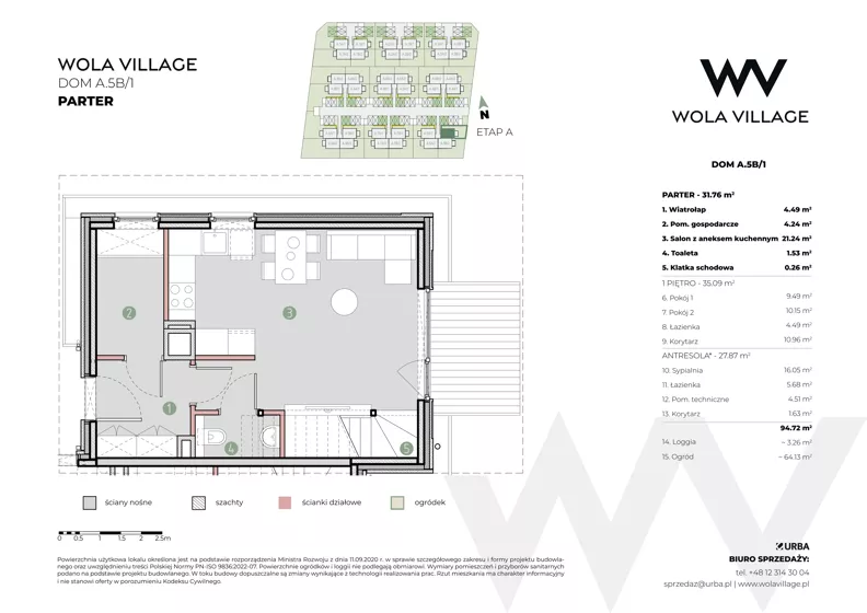 Dom 94,72 m², oferta nr A.5B/1- wykończone pod klucz, Wola Village, Kraków, Zwierzyniec, Wola Justowska, ul. Podłużna