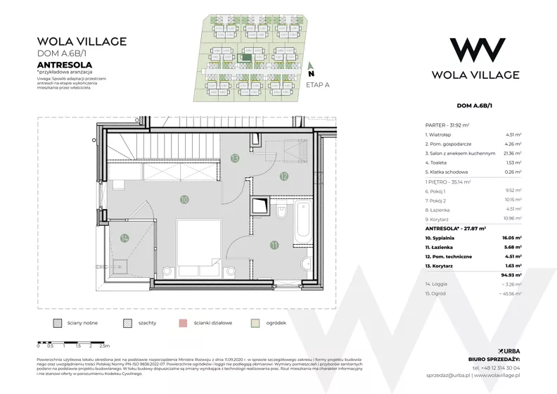Dom 94,93 m², oferta nr A.6B/1, Wola Village, Kraków, Zwierzyniec, Wola Justowska, ul. Podłużna