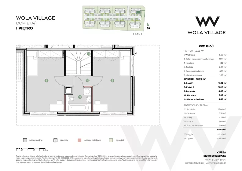 Dom 117,83 m², oferta nr B.1A/1, Wola Village, Kraków, Zwierzyniec, Wola Justowska, ul. Podłużna