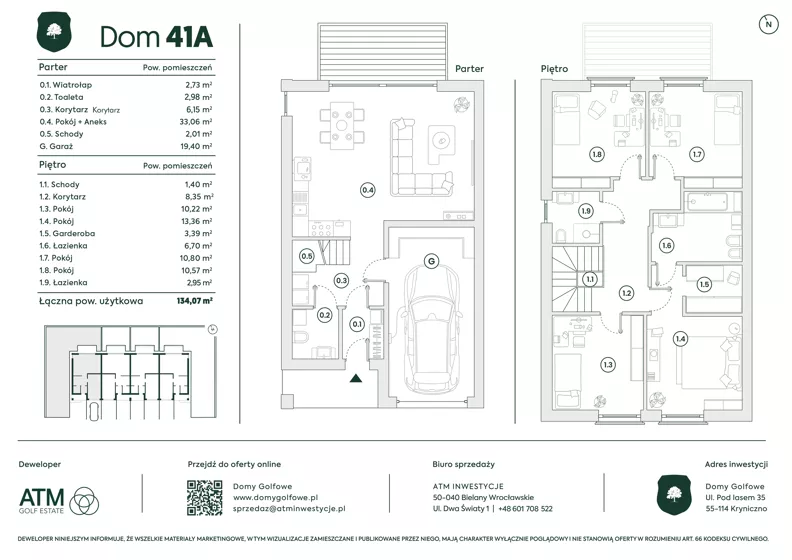 Dom 134,07 m², oferta nr 41A, Domy Golfowe III , Wrocław, Kryniczno ul. Pod lasem