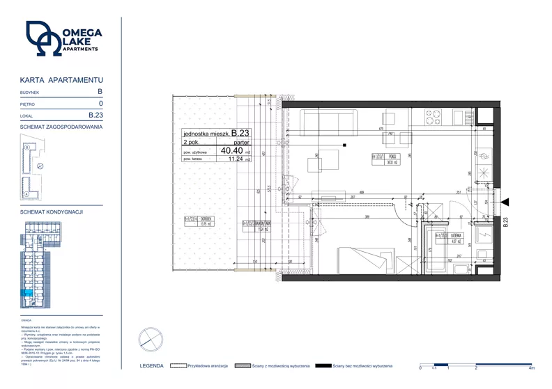 2 pokoje, apartament 40,40 m², parter, oferta nr 0/23/, Omega Lake Apartments, Olsztyn, Dajtki, ul. Sielska 4