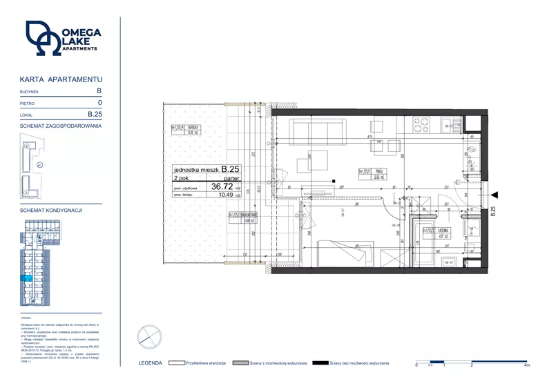 2 pokoje, apartament 36,72 m², parter, oferta nr 0/25/, Omega Lake Apartments, Olsztyn, Dajtki, ul. Sielska 4