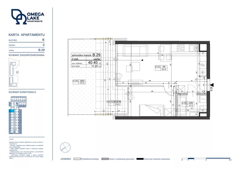 2 pokoje, apartament 40,40 m², parter, oferta nr 0/29/, Omega Lake Apartments, Olsztyn, Dajtki, ul. Sielska 4