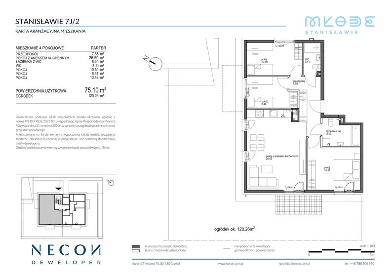 4 pokoje, mieszkanie 75,10 m², parter, oferta nr B9-2, Młode Stanisławie - bud B8, B9, Stanisławie, ul. Stanisławie 7A
