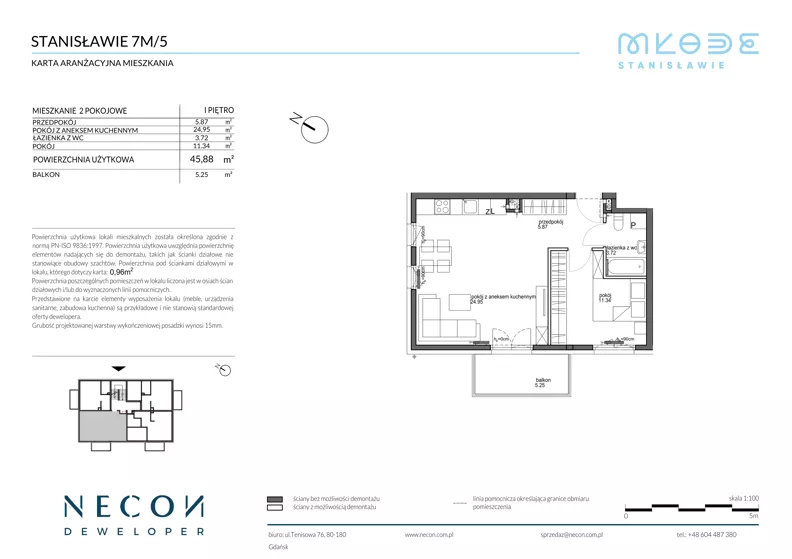 2 pokoje, mieszkanie 44,94 m², piętro 1, oferta nr B12/5, Młode Stanisławie - bud B12, B13, Stanisławie