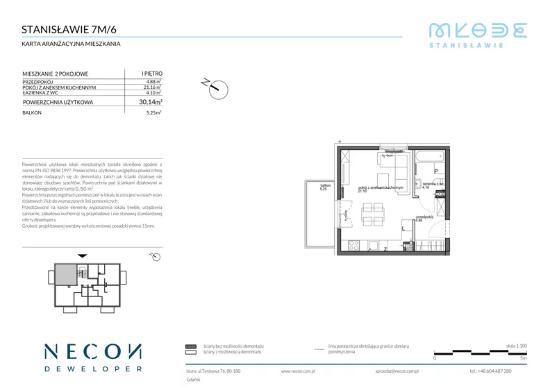 1 pokój, mieszkanie 29,52 m², piętro 1, oferta nr B12/6, Młode Stanisławie - bud B12, B13, Stanisławie