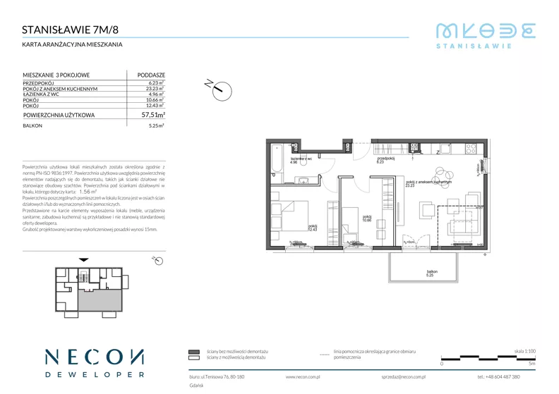 3 pokoje, mieszkanie 55,71 m², piętro 2, oferta nr B12/8, Młode Stanisławie - bud B12, B13, Stanisławie
