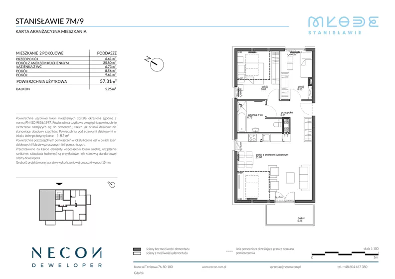 3 pokoje, mieszkanie 55,70 m², piętro 2, oferta nr B12/9, Młode Stanisławie - bud B12, B13, Stanisławie