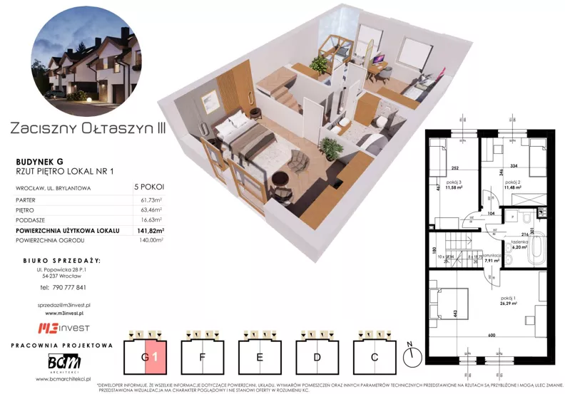 Dom 141,82 m², oferta nr G1, Zaciszny Ołtaszyn IV, Wrocław, Ołtaszyn, Krzyki, ul. Brylantowa