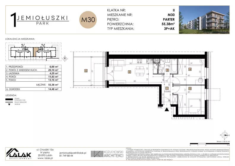 3 pokoje, mieszkanie 55,38 m², parter, oferta nr M30, Jemiołuszki Park, Lublin, Węglin Południowy, ul. Jemiołuszki
