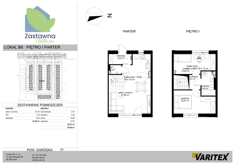 Dom 60,95 m², oferta nr B.6, Zastawna OdNova - domy, Łódź, Górna, ul. Zastawna