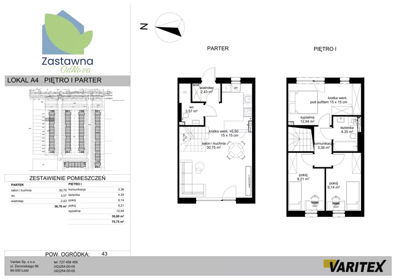 Dom 75,75 m², oferta nr A.4, Zastawna OdNova - domy, Łódź, Górna, ul. Zastawna
