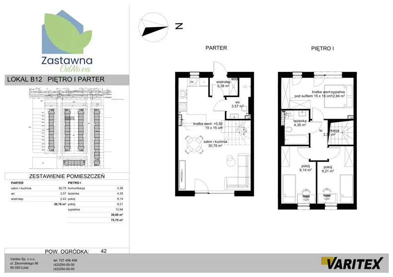 Dom 75,75 m², oferta nr B.12, Zastawna OdNova - domy, Łódź, Górna, ul. Zastawna