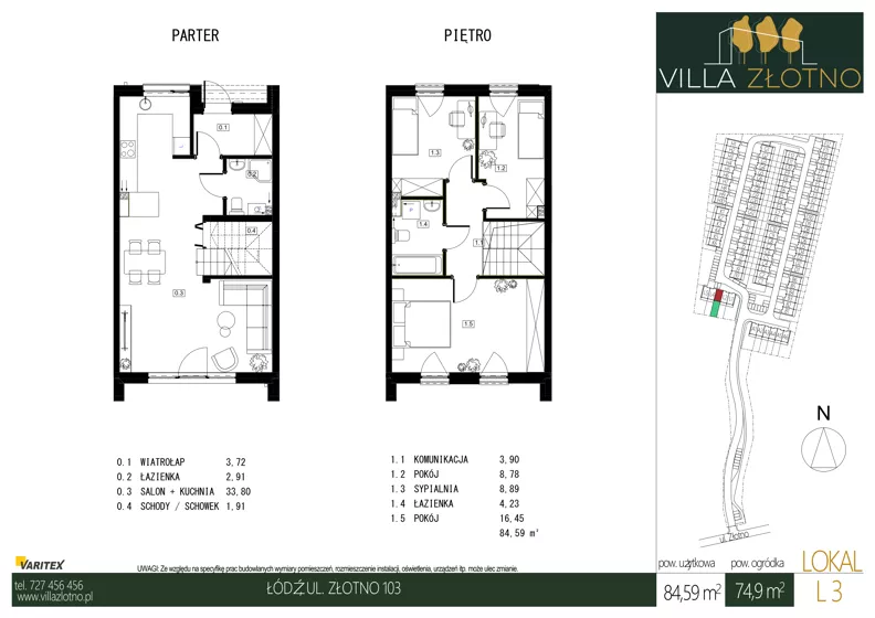 Dom 84,59 m², oferta nr L3, Villa Złotno, Łódź, Polesie, ul. Złotno 103