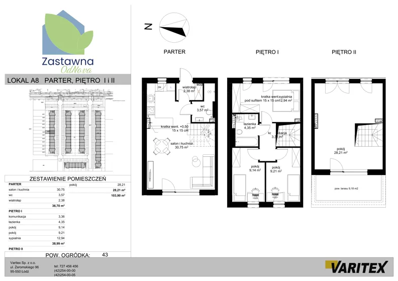 Dom 103,90 m², oferta nr A.8, Zastawna OdNova - domy, Łódź, Górna, ul. Zastawna