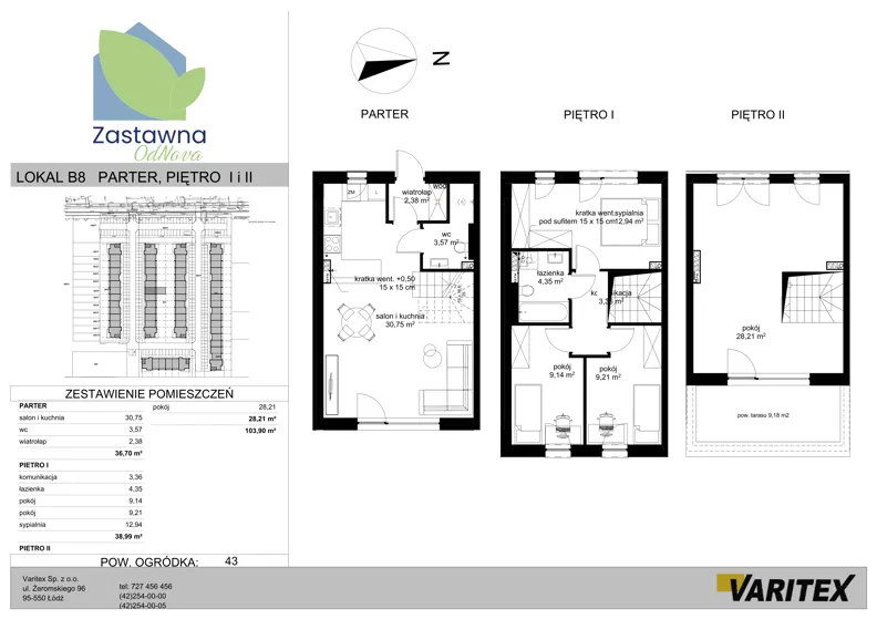 Dom 103,90 m², oferta nr B.8, Zastawna OdNova - domy, Łódź, Górna, ul. Zastawna