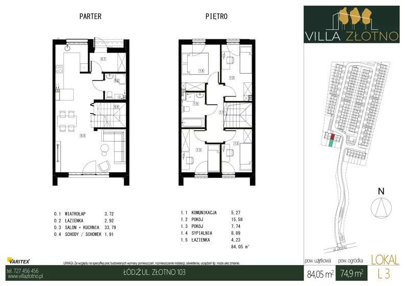 Dom 84,05 m², oferta nr L3, Villa Złotno, Łódź, Polesie, ul. Złotno 103