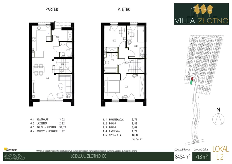 Dom 84,54 m², oferta nr L2, Villa Złotno, Łódź, Polesie, ul. Złotno 103
