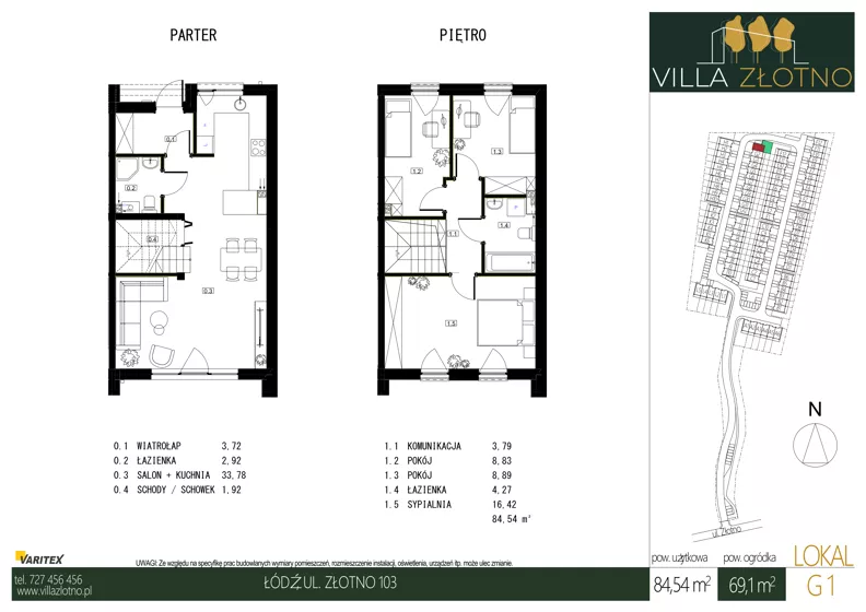 Dom 84,54 m², oferta nr G1, Villa Złotno, Łódź, Polesie, ul. Złotno 103