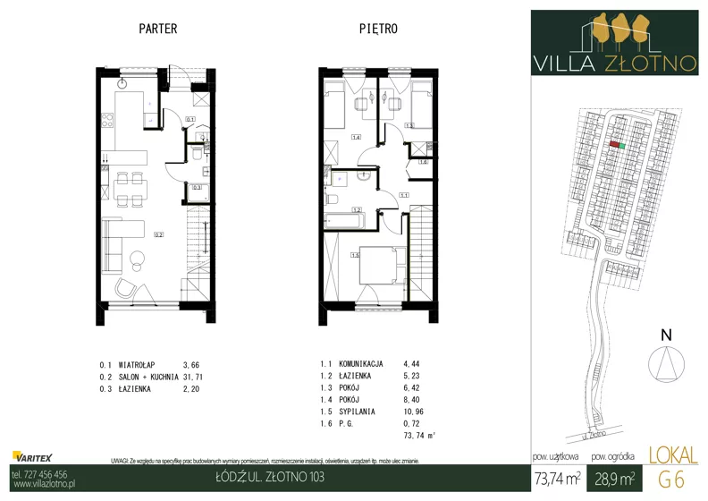 Dom 73,74 m², oferta nr G6, Villa Złotno, Łódź, Polesie, ul. Złotno 103