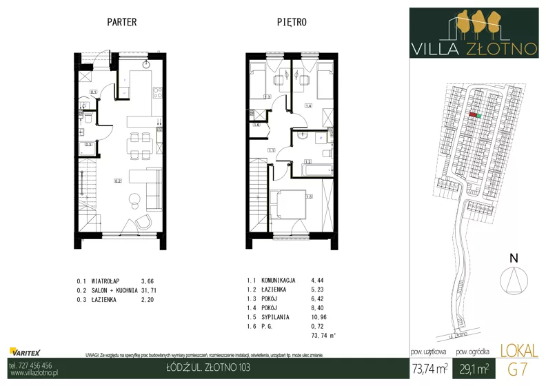 Dom 73,74 m², oferta nr G7, Villa Złotno, Łódź, Polesie, ul. Złotno 103