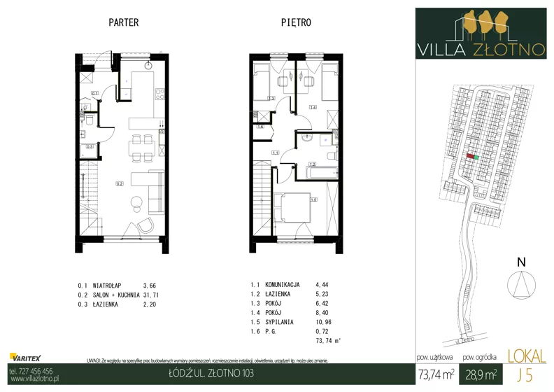 Dom 73,74 m², oferta nr J5, Villa Złotno, Łódź, Polesie, ul. Złotno 103