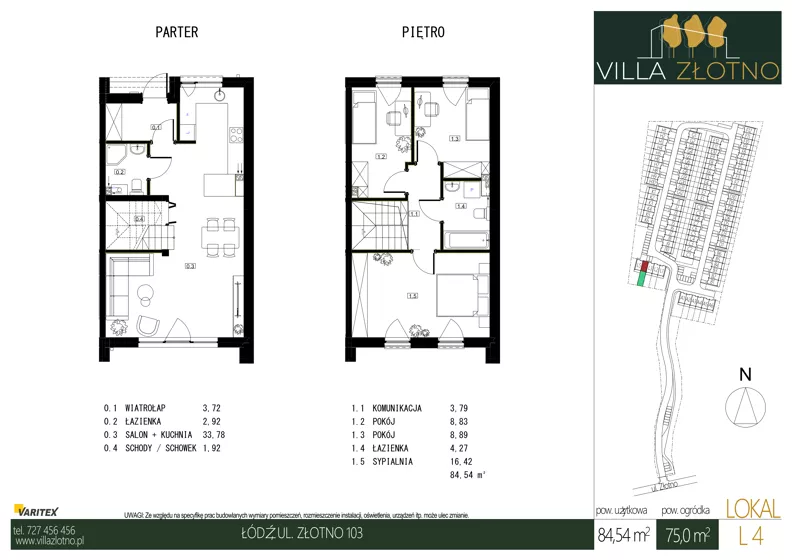 Dom 84,54 m², oferta nr L4, Villa Złotno, Łódź, Polesie, ul. Złotno 103