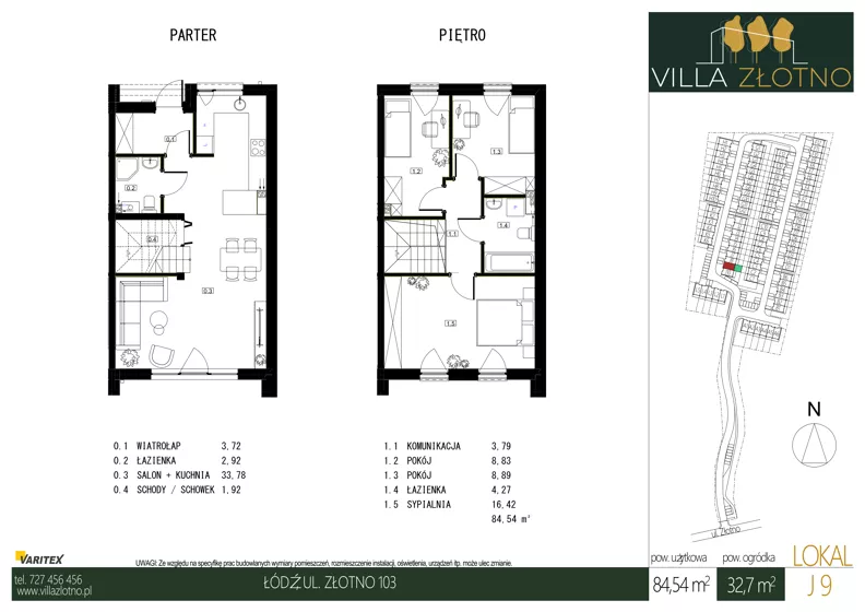 Dom 84,54 m², oferta nr J9, Villa Złotno, Łódź, Polesie, ul. Złotno 103