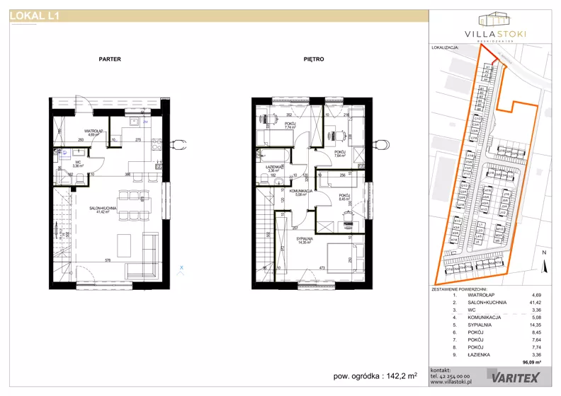 5 pokoi, mieszkanie 96,09 m², piętro 2, oferta nr L1, Villa Stoki, Łódź, Widzew, ul. Beskidzka 109