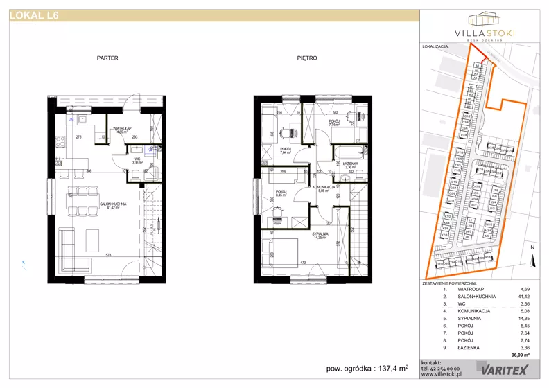 5 pokoi, mieszkanie 96,09 m², piętro 2, oferta nr L6, Villa Stoki, Łódź, Widzew, ul. Beskidzka 109