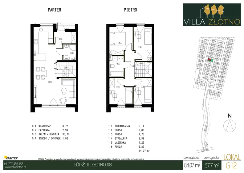 Dom 84,07 m², oferta nr G12, Villa Złotno, Łódź, Polesie, ul. Złotno 103