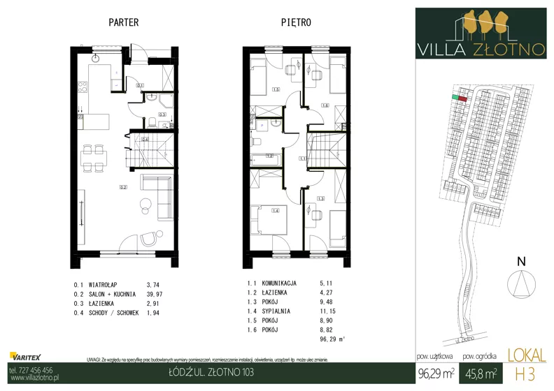 Dom 96,29 m², oferta nr H3, Villa Złotno, Łódź, Polesie, ul. Złotno 103