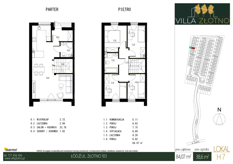 Dom 84,07 m², oferta nr H7, Villa Złotno, Łódź, Polesie, ul. Złotno 103