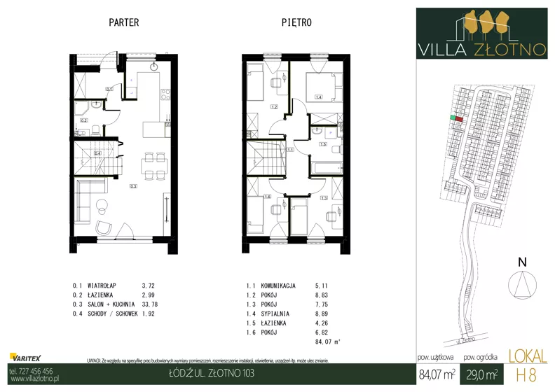Dom 84,07 m², oferta nr H8, Villa Złotno, Łódź, Polesie, ul. Złotno 103