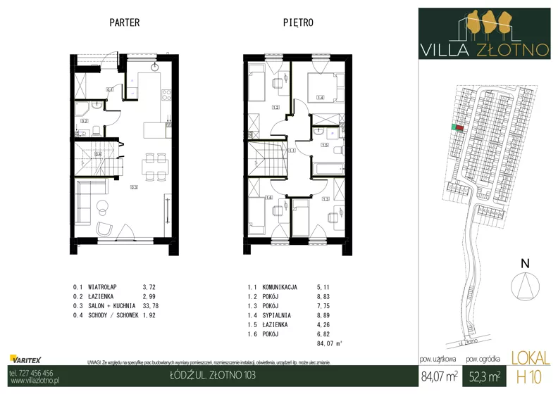 Dom 84,07 m², oferta nr H10, Villa Złotno, Łódź, Polesie, ul. Złotno 103