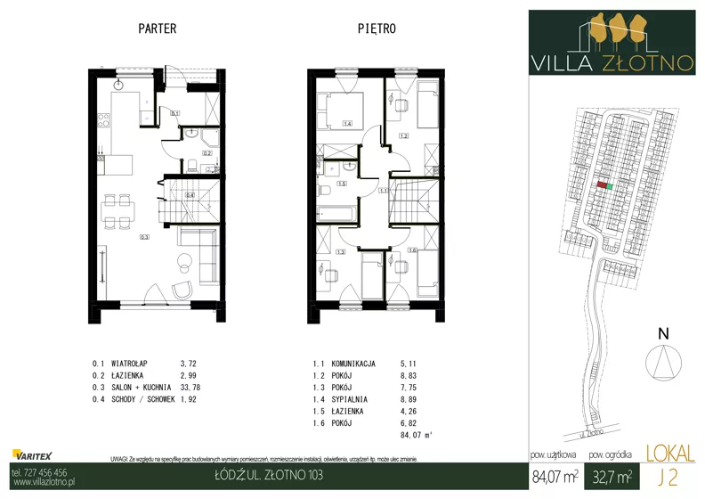 Dom 84,07 m², oferta nr J2, Villa Złotno, Łódź, Polesie, ul. Złotno 103