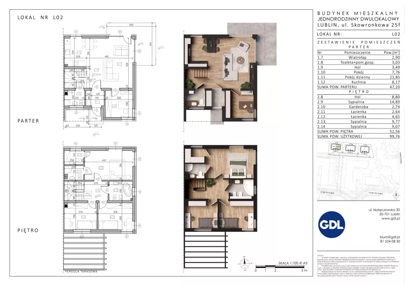 Dom 99,76 m², oferta nr DS.I-B1-LM-02, Domy Skowronkowa I, Lublin, Sławin, ul. Skowronkowa 25