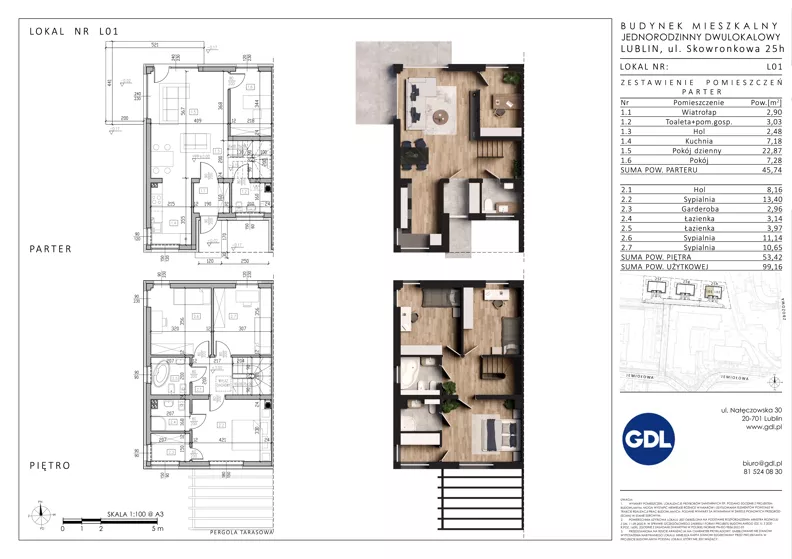 Dom 99,16 m², oferta nr DS.I-B3-LM-01, Domy Skowronkowa I, Lublin, Sławin, ul. Skowronkowa 25