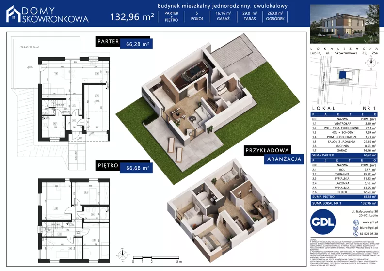Dom 132,96 m², oferta nr DS.II-B1-LM-01, Domy Skowronkowa II, Lublin, Sławin, ul. Skowronkowa 25F
