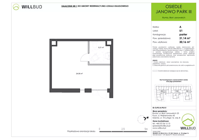 Lokal użytkowy 31,14 m², oferta nr OJP3/A/P0/U1, Osiedle Janowo Park III - lokal użytkowy, Rumia, Janowo, ul. Błoń Janowskich