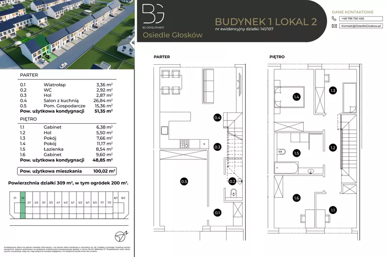 Dom 100,20 m², oferta nr 1/2, Osiedle Głosków etap VII, Głosków, ul. Jastrzębia