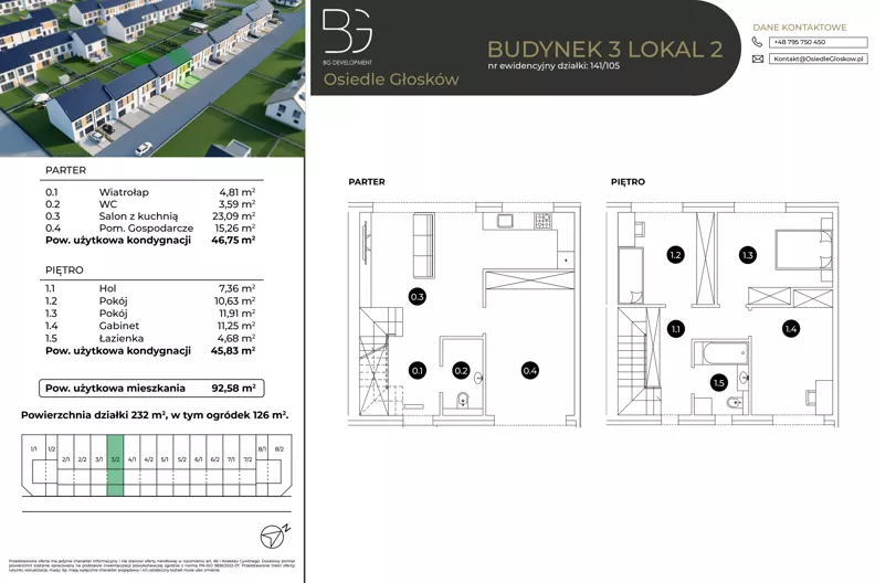 Dom 92,58 m², oferta nr 3/2, Osiedle Głosków etap VII, Głosków, ul. Jastrzębia