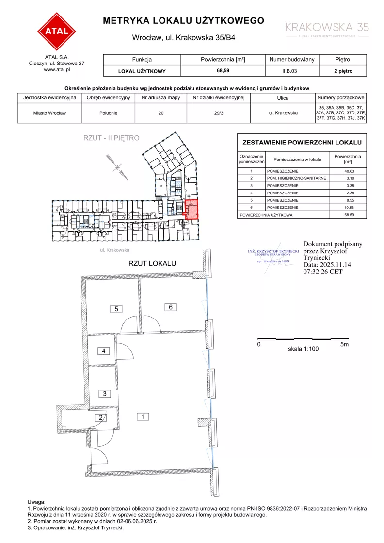 Lokal użytkowy 68,59 m², oferta nr II.B.03, Krakowska 35 - lokale użytkowe, Wrocław, Przedmieście Oławskie, Krzyki, ul. Krakowska