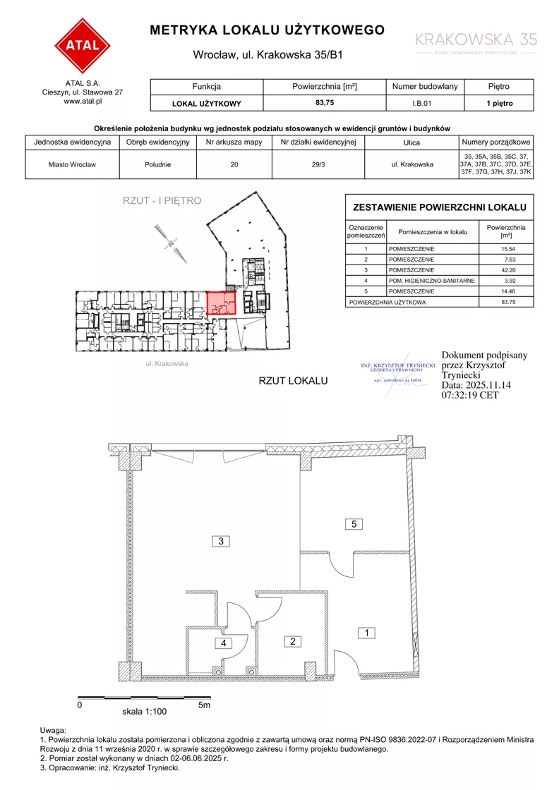 Lokal użytkowy 83,75 m², oferta nr I.B.01, Krakowska 35 - lokale użytkowe, Wrocław, Przedmieście Oławskie, Krzyki, ul. Krakowska