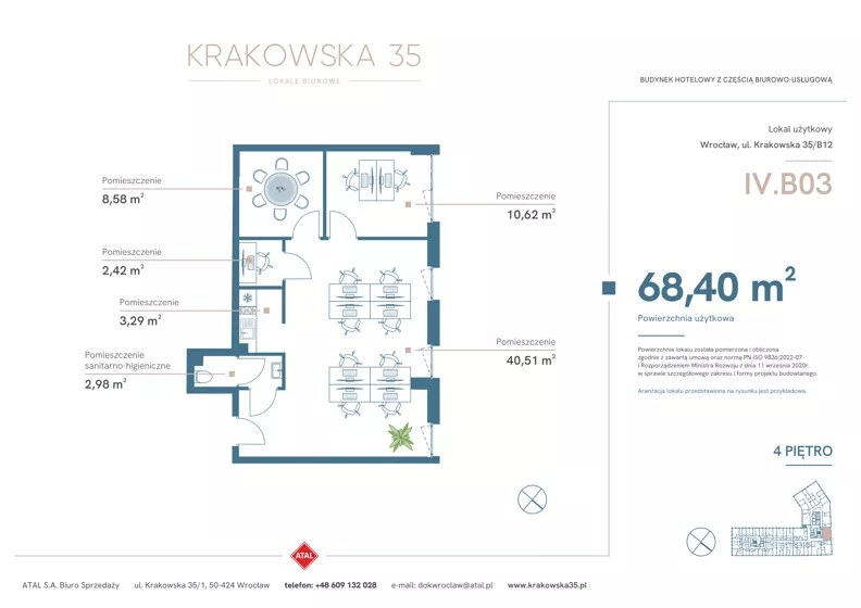 Lokal użytkowy 68,40 m², oferta nr IV.B.03, Krakowska 35 - lokale użytkowe, Wrocław, Przedmieście Oławskie, Krzyki, ul. Krakowska