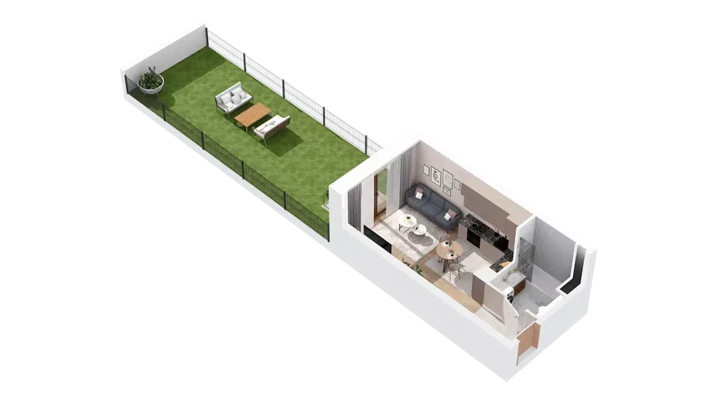 1 pokój, mieszkanie 25,27 m², parter, oferta nr 2.00.E04, Ogrody Andersa IV, Gliwice, Wojska Polskiego, ul. J. Sowińskiego