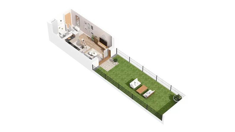 1 pokój, mieszkanie 25,27 m², parter, oferta nr 2.00.E04, Ogrody Andersa IV, Gliwice, Wojska Polskiego, ul. J. Sowińskiego