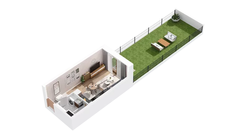 1 pokój, mieszkanie 25,27 m², parter, oferta nr 2.00.E04, Ogrody Andersa IV, Gliwice, Wojska Polskiego, ul. J. Sowińskiego